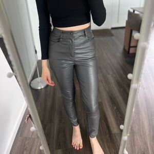 Missguided gray leather want with fleece